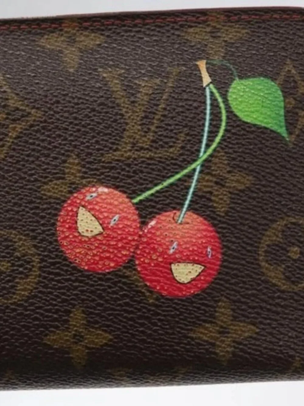LOUIS VUITTON Monogram Cherry Porte Monnaie Zip Long Wallet M95006 Auth LNZ473